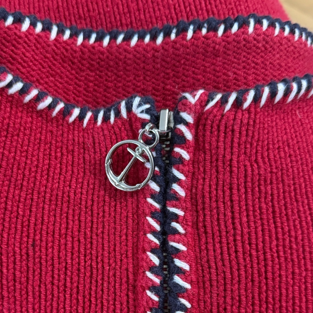 Villager Sport Sweater Sailor Nautical Ship Old Money 1/4 Zip Front Pouch XL - Picture 5 of 7